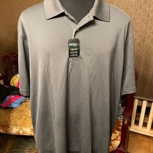 New PGA Tour Airflux 3 Button Men's Polo Shirt XXL Gray Polyester